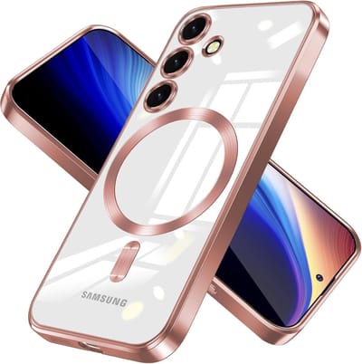 Hoesje Geschikt voor Samsung Galaxy S26 Plus hoesje backcover Rose Goud – Geschikt voor Magsafe Lens beschermer – Transparant