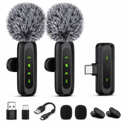 Draadloze Microfoon Pro -2 Stuks - Ruisonderdrukking - Lavalier - Windshields - Plug & Play - USB-C/Lightning