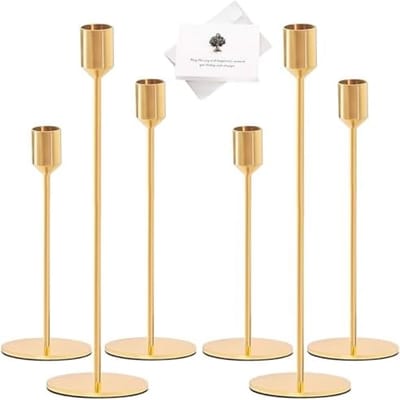 PromoHome Gouden Kandelaar Set - 6-delige Vintage Kaarshouders voor Elegante Tafeldecoratie