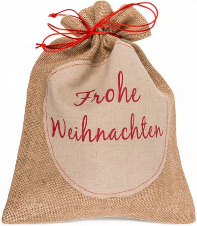 Jute zak - Kerstcadeau zak - Feestelijke decoratie - Praktische treksluiting - 37 x 28 cm - Bruin