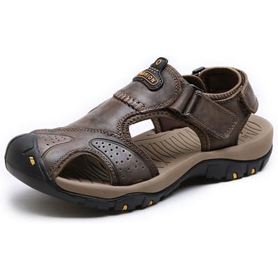 Strandschoenen Herensandalen Authentiek Leer Teendoos Zomer Nieuw Buiten Ademend Casual Schoenen 44 gray