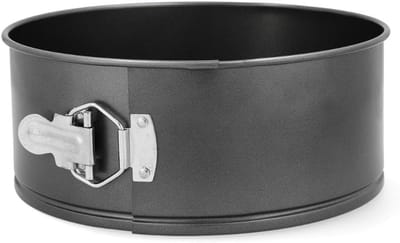 Famanu – Ronde springvorm 24 x 10 cm van gelakt staal, hoge bakvorm met anti-aanbaklaag in zwart