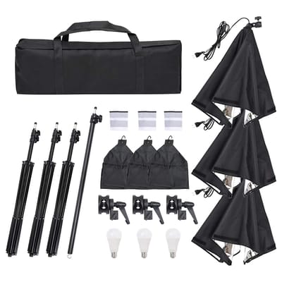vidaXL - Fotostudioset - met - verlichtingsset - en - achtergrond