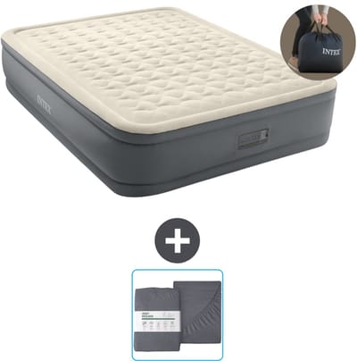 Intex Luchtbed - 2-Persoons - 152 x 203 x 46 cm - Grijs - Inclusief pomp en Hoeslaken