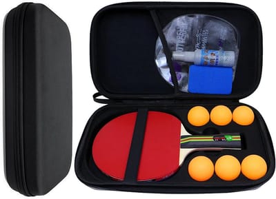 Tafeltennisbatje hoes - Ping pong tas - Bescherming en opslag - Ruimte voor ballen - 30.5x17x5.5 cm binnenmaat - Zwart