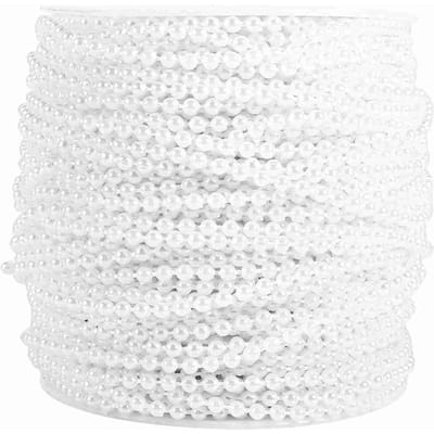 50M Rol 3mm Vislijn Parel String Kralen Ketting Guirlande Bruiloftsdecoratie Tafelstukken Wit wit