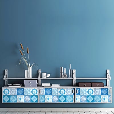Meubeldecoratiestickers - Zelfklevende stickers voor keuken en woonkamer - 30 SUZIA Cementtegel meubelstickers - 30 stickers 10x10cm
