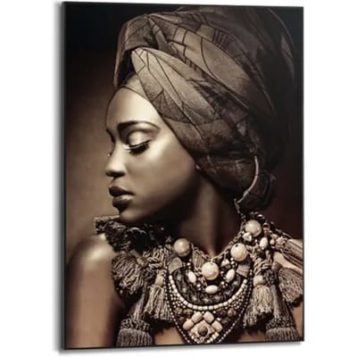 Schilderij Afrikaanse Vrouw Kleurrijk Slim Frame Mdf 50x70cm