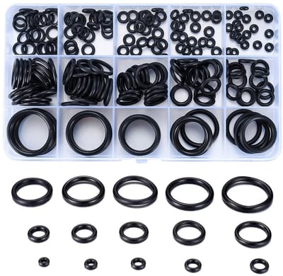 Complete Set van 200 O-Ringen - Rubberafdichtingen voor Sanitair, Hydrauliek en Auto's (15 Maten, Zwart)