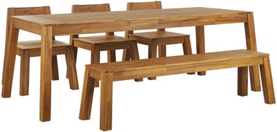 LIVORNO - Tuinset voor 6 3 stoelen en bank - Lichthout - Acaciahout
