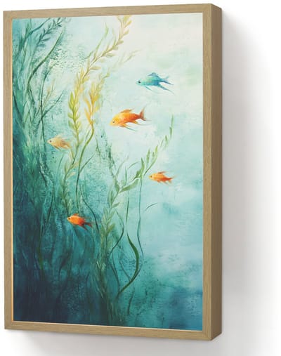Wandlamp 40x60 cm - Oplaadbaar - Waterplanten - Vissen - Kleurrijk - Water - Wandlampen binnen woonkamer - Slaapkamer lamp - Decoratieve nachtlamp - Vloerlamp draadloos