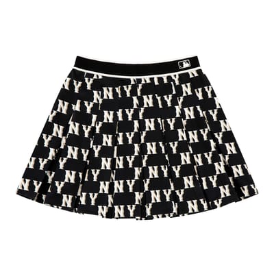 MLB New York Yankees Sport Confortable Mode Imprimé All Over Jupe-culotte Plissée Jupe Casual Femmes jupes Noir 3FSKM0133-50BKS S black