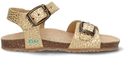 BunniesJR Babette Beach Meisjes Platte Sandalen - Goud/Print - Imitatieleer - Gesp
