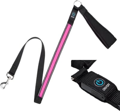 Nobleza Hondenriem met licht - LED - USB oplaadbaar - Uitlaatriem voor honden met roze licht - veiligheidsleiband hond
