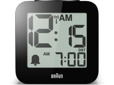 Braun BC25BP-DCF - Wekker - Digitaal - Sprekende klok - Afgerond vierkant - Radiogestuurde tijdsaanduiding - Alarm - Snooze - Crescendo - LCD-Scherm - Licht - Zwart