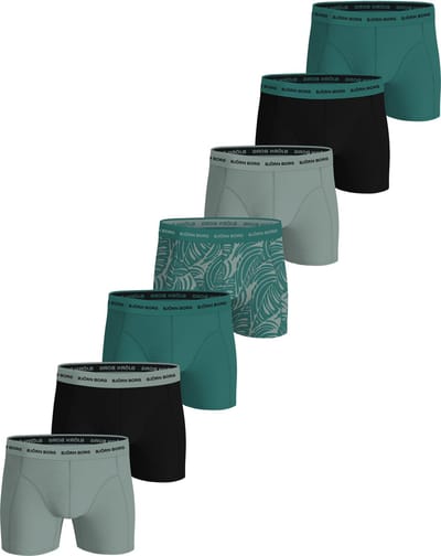 Björn Borg Cotton Stretch boxers - heren boxers normale lengte (7-pack) - blauw - zwart - grijs - print - blauw - zwart - grijs