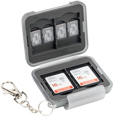 Geheugenkaart Opbergkoffer - SD Kaart Houder - Veilig Opbergen - Waterdicht & Robuust - Compact Formaat - Lichtgrijs