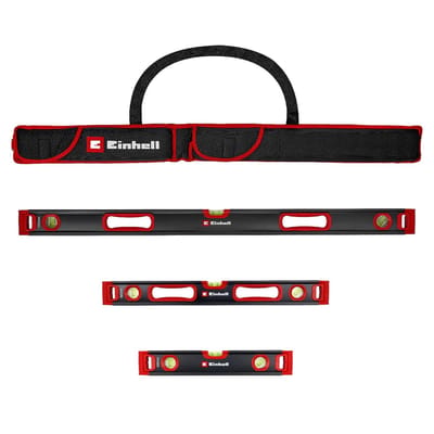 Einhell professionele waterpasset, 3-delig (40 / 60 / 100 cm, 3 libellen, magnetische voet, meetnauwkeurigheid +/- 0,5 mm, aluminium profiel, rubberen stootranden, draagtas)