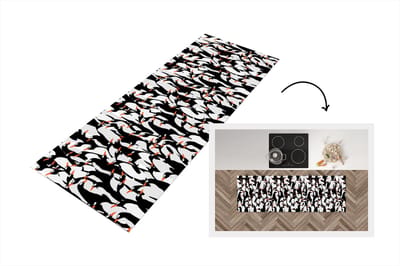 Keukenloper - Loper keuken - Pinguïns - Dieren - Patronen - Zentangle - 150x50 cm - Keukenloper vinyl