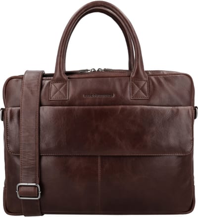Hide & Stitches Porto Laptoptas 15,6 inch (34.5x19.4 cm) - 100% Leer - Donkerbruin
