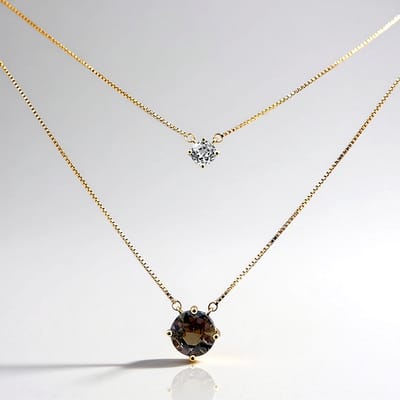 Cavill - Gouden Halsketting 9K Geel Goud - Onverhitte Tanzaniet 1,17 ct en Zirconia 0,36 ct - Elegante Dames Ketting - Fijne Sieraden - Cadeau