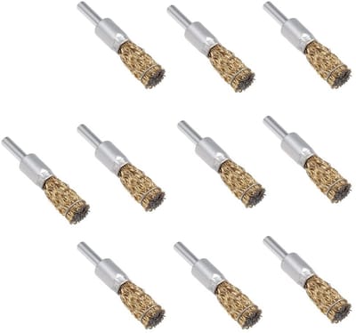 Dailygoods- Draadwielborstels 10 Stuks - 16mm Pen Type - Roest/Corrosie/Verf Verwijdering - Hoogwaardig Staaldraad - Universele Boor Bevestiging - Duurzaam en Praktisch - Borstels