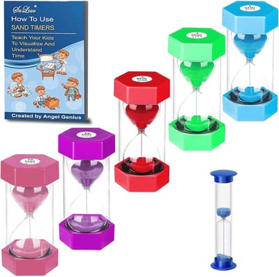 Kleurrijke zandloperset voor kinderen, 1-30 minuten, ideaal voor tandenpoetsen, school en decoratie