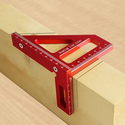 BOTC 3D-Meetliniaal met meerdere hoeken - 45/90 graden Hoekmeter voor Houtbewerking - Tekenliniaal - Verstekdriehoekliniaal - R