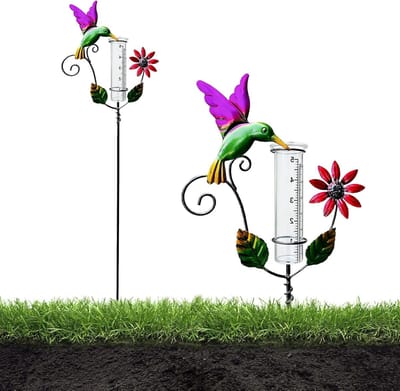 SnelShoppen - Regenmeter voor de tuin 12 cm - Glazen neerslagmeter met heldere schaal - Vorstbestendig - Afneembaar met metalen pin voor binnenplaats,
