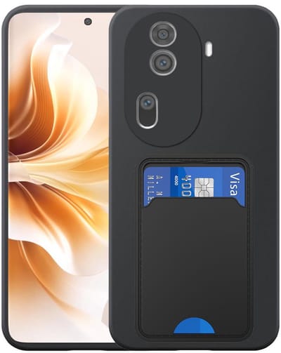 Geschikt voor Oppo Reno 11 Pro Telefoonhoesje met TPU Pasjeshouder - Flexible Back Cover Case Siliconen TPU with Cardslot - Zwart - Smartphonica geschikt voor Oppo Reno 11 Pro
