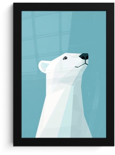 Poster in lijst - Fotolijst 20x30 cm - Posters - Ijsbeer - Lichtblauw - Minimalistisch - Posterlijst zwart - Decoratie - Wanddecoratie woonkamer - Muurdecoratie slaapkamer