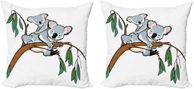 ABAKUHAUS – Tropische Dieren Kussenhoes 2x50x50 cm – Koala/Eucalyptus