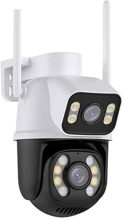 Beveiligingscamera Buiten - IP Camera Nachtzicht - Huis Bewaken - Dubbele Lens Kleur - 8MP - Wit