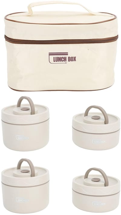 Allecto - Insulated Lunch Box - Thermos - Houdt je maaltijden langer warm - Beige - Geschikt voor werk, school en picknicks - Multifunctionele design