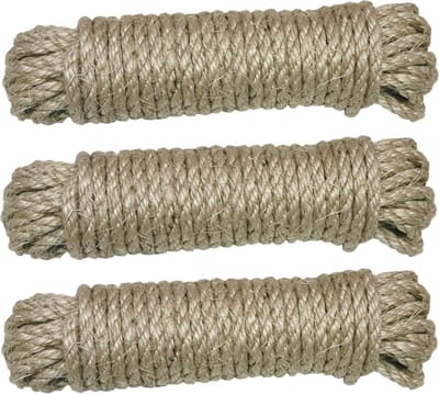 AMIG Touw - 3x - 10 meter - D6mm - sisal - 130kg - natuurlijke vezels - decoraties - tuinieren