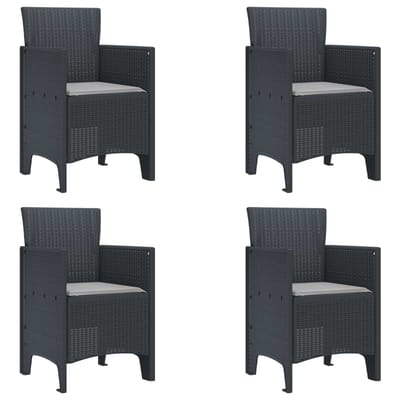 vidaXL Tuinstoel 4 pcs Antraciet 53 x 49 x 85 cm Polypropyleen