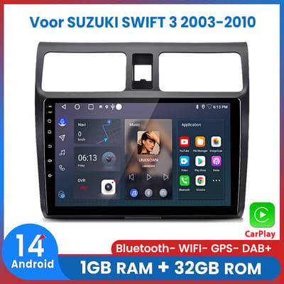 Awesafe Autoradio Geschikt Voor SUZUKI SWIFT 3 2003 t/m 2010 - Apple Carplay & Android Auto - 1+32GB - GPS Navigatie RDS - Bluetooth & Wifi - 2003 2004 2005 2006 2007 2008 2009 2010