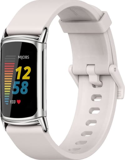 By Qubix - Compatible Fitbit bandje - Geschikt voor Fitbit Charge 5 - Fitbit Charge 6 Extra soft siliconen bandje - Lichtgrijs + zilveren connector - Horlogeband - smartwatchbandje