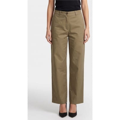 ARKET Eeva Cotton Twill Trousers Khaki Maat: 32 | Pantalons Outlet | Dames | Bruin