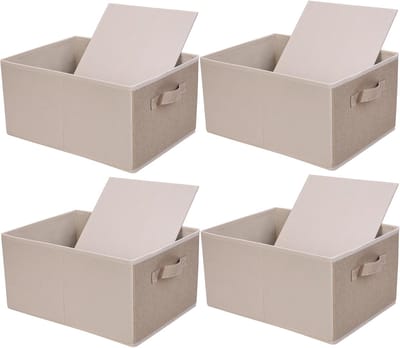 Famanu – Opvouwbare kledingkast - opbergdozen - set van 4 - superieure stoffen garderobe-opbergorganizer - 39 x 29 x 20 cm - kledingladenorganizer voor kleding - shirts - broeken - handdoeken - (beige)