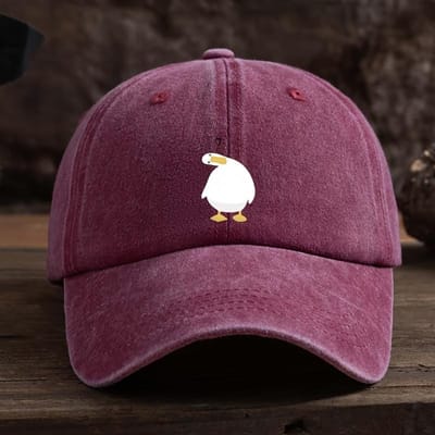 Schattige baseballpet met eendenprint, verstelbare drukknoop, ademende stof, casual hoofddeksel voor buiten (Burgundy,Adjustable) blue