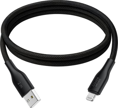 Usb naar geschikt voor Lightning kabel - Oplaadkabel geschikt voor iPhone en iPad - Oplader - Sterk - Nylon - Lang - 2 meter - Zwart