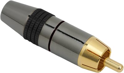 RCA plug verguld zwart – Audio video connector – Geschikt voor kabel tot 8 mm – Met markeerring 1 Stuks [05324FK]