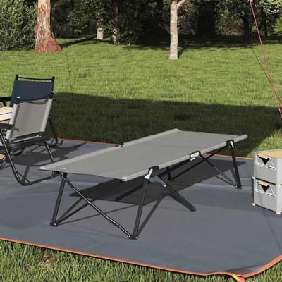 Vouwbed Camping - Veldbed Opvouwbaar - Outdoor Ontspanning - Waterafstotend Materiaal - 206 x 76 x 47 cm - Grijs