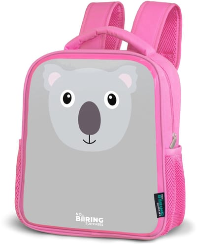 NoBoringSuitcases.com® - Rugzak roze - Schooltas meisjes - Dierenportret grijze koala - Kinder rugtas meisje - Boekentas kind - Kinderrugzak voor school - Schoolrugzak