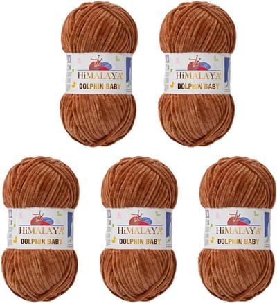 Himalaya Dolphin Baby -(5 stuks)-80337 Donkere Safraan - Dolfijn Breien Gehaakte Garen 100g - Super Zachte Omvangrijk Dikke Pluche Fluwelen Bella Chenille Wol Kind Deken Amigurumi