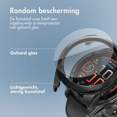 Screen protector - Geschikt voor Geschikt voor Garmin Fenix 8 - 51 mm - Full Cover Hard Case / Beschermend Hoesje - Zwart