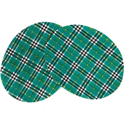 Knie Elleboog Strijk Stukken Lappen Patches Groen Wit Zwart Geruit 11.1 cm / 14.8 cm / Groen Wit Zwart Geruit