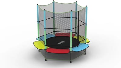 Kindertrampoline - Springkussen - Buiten Spelen - Veiligheidsnet - Ø 165 cm - Meerkleurig