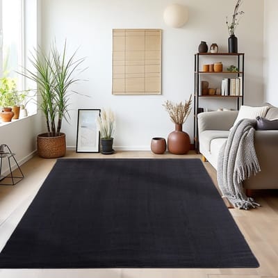 Binnenkleed, zwart, voor de woonkamer, duurzaam en slijtvast, platgeweven, natuurlijke uitstraling 120x170 cm
